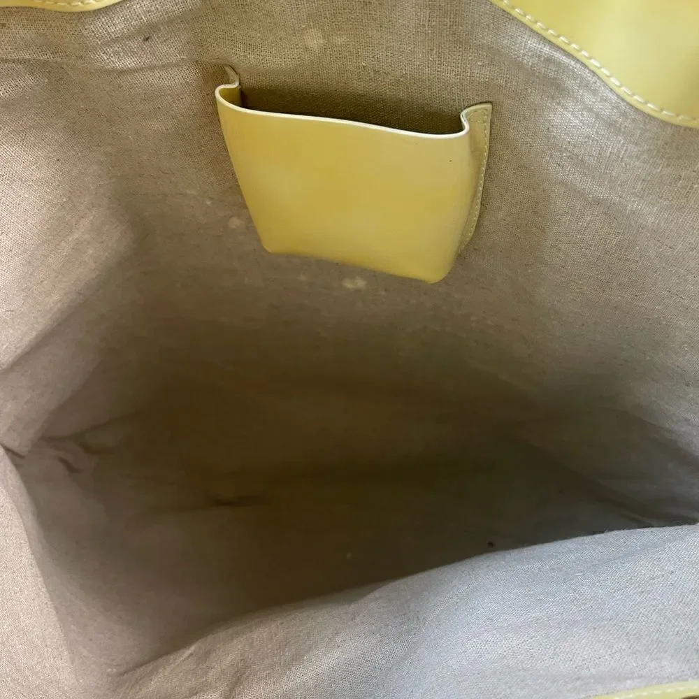 Authenticated Tory Burch leather patent yellow Large tote with dust bag
